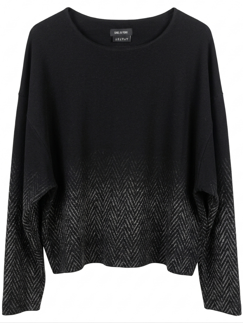 Isabel de Pedro Black Chevron-Gradient Crewneck Sweater